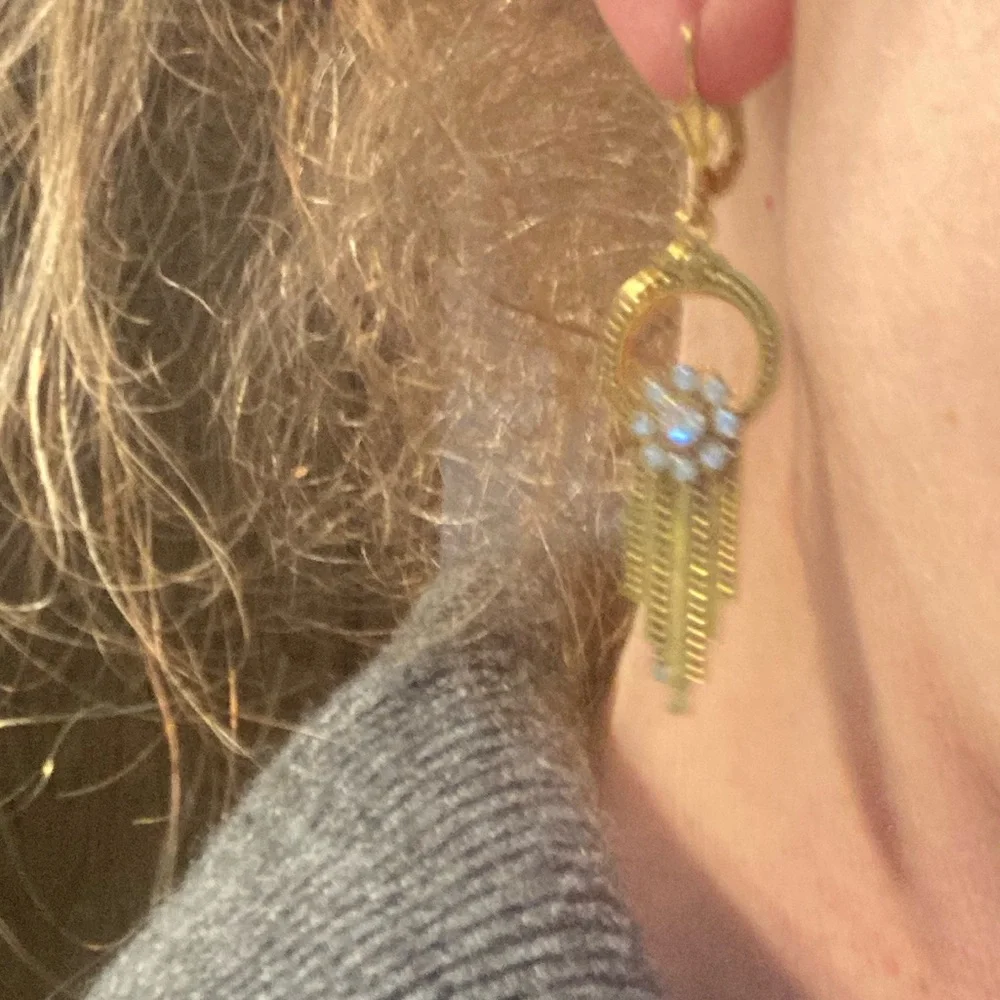 Gold Tone with faux diamond classy dangle earrings